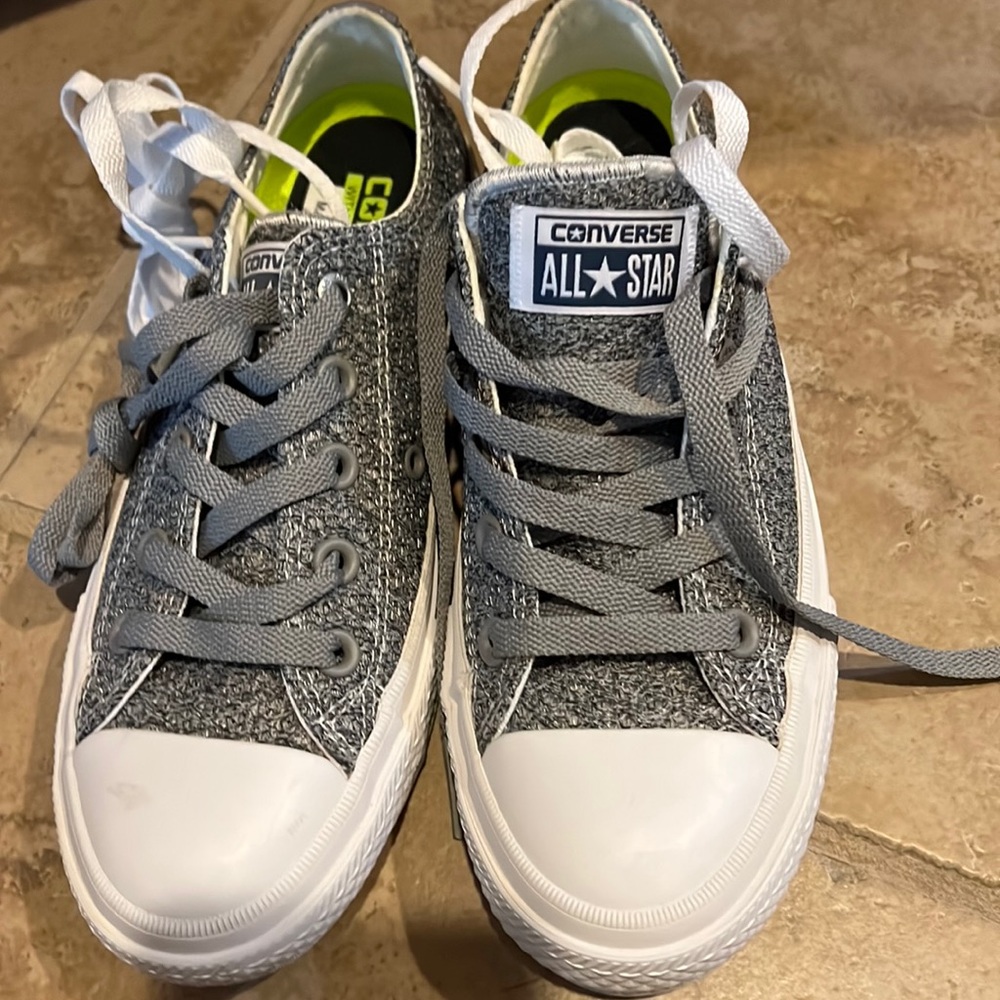 Brand new converse grey with lunarlon. Extra white lace.